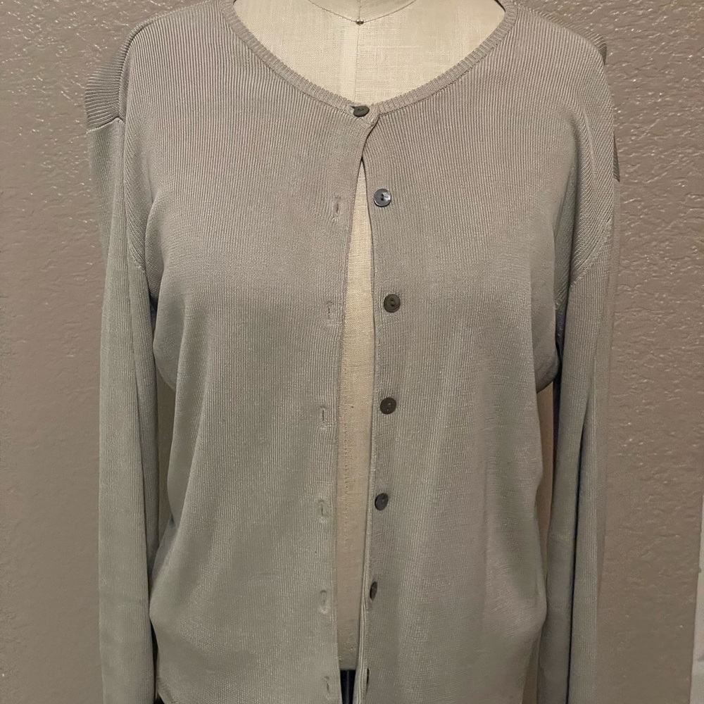 Talbots Light Gray Cardigan Sweater